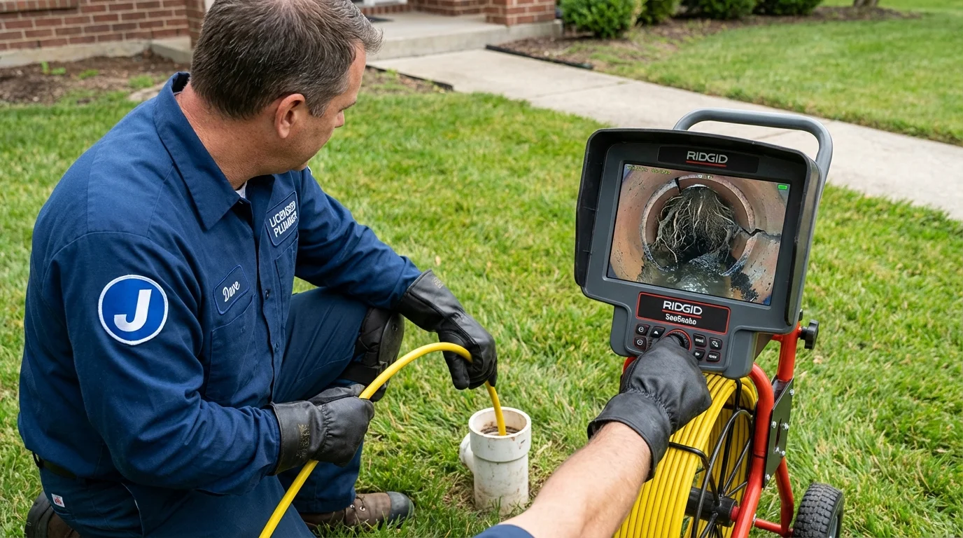 Sewer camera inspection being performed by Johns Plumbing LLC in Sun Valley