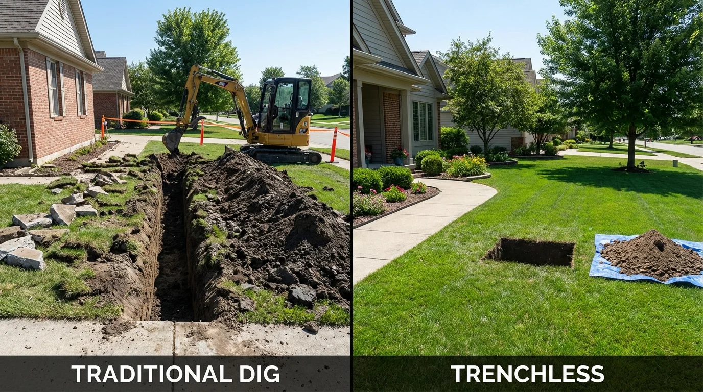 Trenchless sewer repair with minimal yard damage versus traditional excavation in Sun Valley, NV
